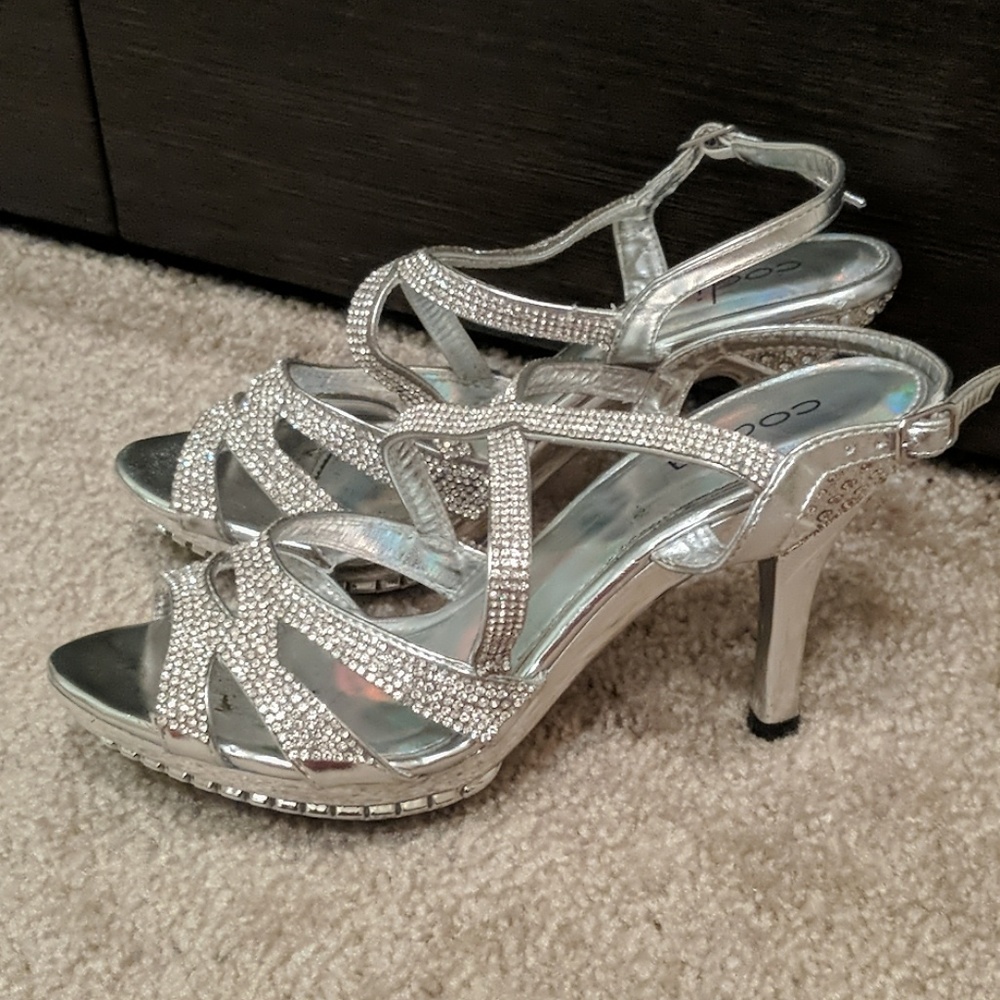 Silver bling evening shoes